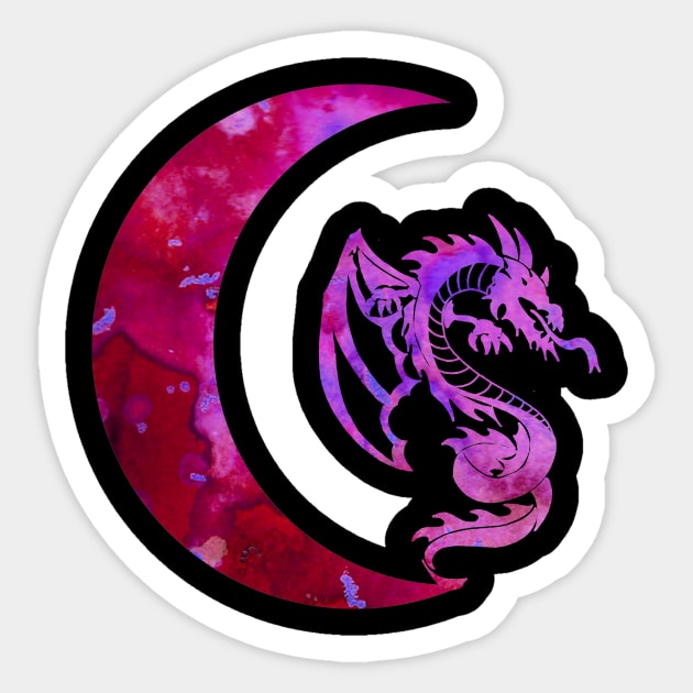 Purple Crescent Moon and Dragon Sticker by ZeichenbloQ